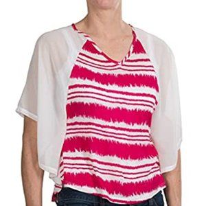 Joan Vass Blouse - 3/4 Batwing Sleeve, Pink